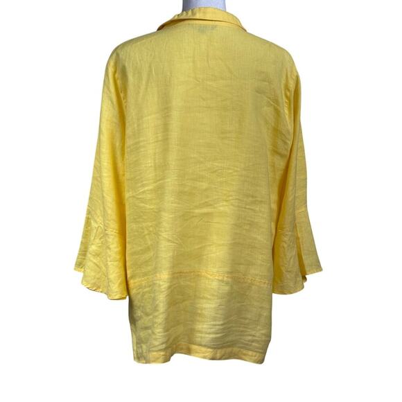 John Mark linen tunic, yellow, large, resort, elevated basics, bold, sunshine - Picture 3 of 5